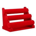 Three-tier red velvet jewelry display stand for bracelets and watches on white background - 32*17.5*23.5CM / Red