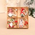 12er-Set festliche Weihnachtsgnome aus Holz in einer Holzbox für den Weihnachtsbaum - 12 Stück Gnome Stil 1