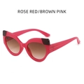 Rosarote Katzenaugen-Sonnenbrille mit braun-rosa Verlaufsgläsern und trendigen schwarzen Akzenten - Rosenrot/Braunrosa