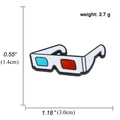 Retro 3D glasses enamel pin in red and blue, measuring 1.18 inches wide and 2.7g weight - 3D Glasses