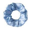 3.5cm sky blue mulberry silk scrunchie with smooth satin texture and elegant pleats - Sky Blue