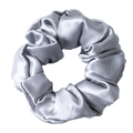 Silver grey 100 mulberry silk scrunchie with soft satin shine and pleated design - Silver Grey