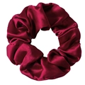 Vibrant red 100% mulberry silk scrunchie with smooth satin finish and elegant folds - Burgundy
