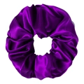3.5cm purple 100% mulberry silk scrunchie with elegant folds and a glossy finish - Dark Purple