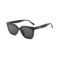 Klassieke zwarte vierkante oversized zonnebril met donkere glazen en accenten - Zwart Frame Grijze Lenzen