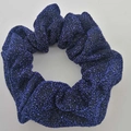Sparkly dark navy blue scrunchie with glitter metallic finish for women hair styling - Navy Blue