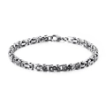 Zilveren roestvrijstalen Byzantijnse armband met karabijnsluiting in een variantstijl - Staalkleur 4mmkb99954-z / 21cm