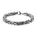 Bracciale maschile a catena bizantina in acciaio inossidabile color argento - Braccialetto (21cm) / 6mm di Larghezza / Argento