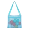 Detail view of light blue mesh beach bag with adjustable strap and colorful toys inside - 24*24*10cm / Light Blue (Side Zipper)