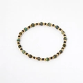 Bohemian stretch beaded bracelet featuring green faux turquoise and gold metallic beads - Turquoise Beaded Style (SAK971)