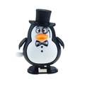 Wind-up penguin toy with black hat and monocle, mechanical jumping Christmas gift - Wind-up Top Hat Penguin