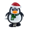 Wind-up penguin Christmas toy with red hat and green scarf on white background - Wind-up Red Hat Penguin
