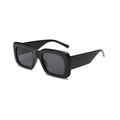 Lunettes de soleil vintage rectangulaires avec monture noire épaisse et branches larges - Monture Noire Verres Gris