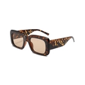 Lunettes de soleil carrées vintage avec monture écaille et verres ambrés de face - Monture Écaille de Tortue Verres Thé