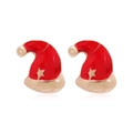 Festive red enamel Christmas hat stud earrings with gold plating and metallic finish - Red Christmas Hat with Rhinestone