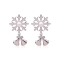 Elegant silver snowflake earrings with pearls, bow pendants, and sparkling cubic zirconia - Snowflake Bell 4