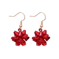 Christmas gift box bow drop earrings in bright red finish with festive holiday style - Red Rhombus Flower