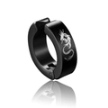 Black titanium steel clip-on earring for men featuring a silver dragon pattern design - Dragon Pattern