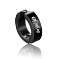 Black titanium punk clip-on earring featuring white skull and crossbones motif - Skull A
