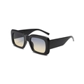 Retro square frame sunglasses with blue-yellow gradient lenses and polished black finish - Black Frame Blue to Tea Gradient