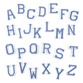 Lot de 26 écussons lettres bleues ciel style universitaire avec bordure blanche DIY - AAC-C-1-4*Bleu Brume*Ensemble de 26 Lettres