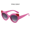 Retro-Cateye-Sonnenbrille für Kinder in Rosa mit roten Ohren-Akzenten und grauen Gläsern - Rosa/Grau