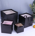 Detailed comparison of four sizes for matte black paper gift bags with handles - 20x20x20 / Black