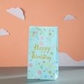 Sacchetto regalo di compleanno in carta kraft azzurra con palloncini e scritte glitter oro - 24x13x8 / Azzurro