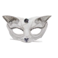 Elegante weiße Spitze Katzenmaske mit buntem Edelstein und Glitzer Katzenohren - Weiße Transparente Spitzen Katzenohren Maske