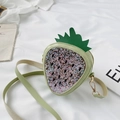 Sparkling green strawberry crossbody bag for girls with glitter star sequins - Green