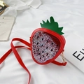 Sparkly red strawberry crossbody bag for girls with colorful star sequins and gold hardware - Red