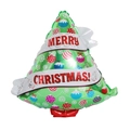 Green Christmas tree foil balloon with colorful ornaments and Merry Christmas banner - Candy Christmas Tree