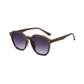 Modern brown polygon sunglasses with purple gradient lenses for UV protection - Dark Coffee Frame Gradient Gray Lenses