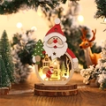 LED lighted Santa Claus wooden Christmas ornament for holiday window and table display - Santa Claus / Wooden Lighted Ornament
