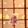 Campana di Natale in legno 3D con Babbo Natale tagliato al laser e stelle con corda rossa - Babbo Natale Campanella 3D