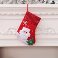Calcetín de Navidad rojo con lentejuelas, Papá Noel 3D y decoraciones de abeto - Papá Noel