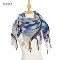Écharpe d'hiver pour hommes avec rayures bleu-gris et glands à franges classiques - Bleu (FS2-05#)