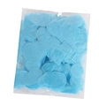Close-up of light blue round confetti packed in a transparent bag for gender reveal party - Blue Round Confetti