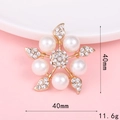 Elegant 40mm pearl flower DIY accessory with gold plating and sparkling crystals - D206 Pearl Flower Gold