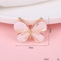 Pink marble texture butterfly jewelry accessory with gold frame and sizing dimensions - D462 Translucent Butterfly (White)