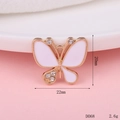 Golden butterfly charm with white enamel and rhinestones for DIY phone case decor - D068 Small Enamel Butterfly (White)