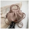 Bolso nube fruncido rosa con asa trenzada y correa desmontable para mujer - Rosa