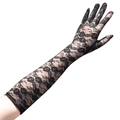 Gants de protection solaire en dentelle florale noire 43cm pour femmes et fêtes - Emballage carton / Noir