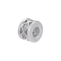 Silver plated 18K gold cylinder spacer bead with geometric diamond pattern and clear gems - Platinum Hollow Rhombus Geometric (4*6MM)