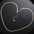 Collana a catena a serpente dorata con ciondolo occhio blu a forma di cuore - Blu scuro