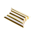 Detail einer Mini-Kissen-Geschenkbox mit gold-weißen Streifen auf Glanzkarton - Goldene Streifen