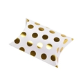 Mini pillow gift box with elegant gold foil polka dots on a premium white paper background - Gold Polka Dot