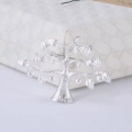 Elegant textured matte silver tree-shaped brooch with intricate nature-inspired details - 1279-Silver Tree