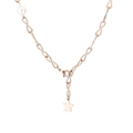 Collana in oro rosa con maglie a infinito, ciondolo a stella e perla bianca raffinata - Oro rosa