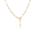 Elegante collana a catena a S dorata con perla bianca e ciondolo a stella - Oro